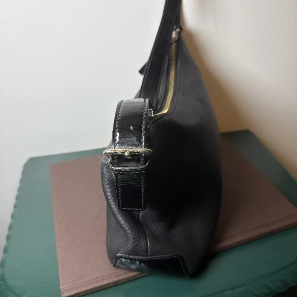 Vintage Kate Spade Shoulder Bag Black Genuine Leather Purse Patent Leather